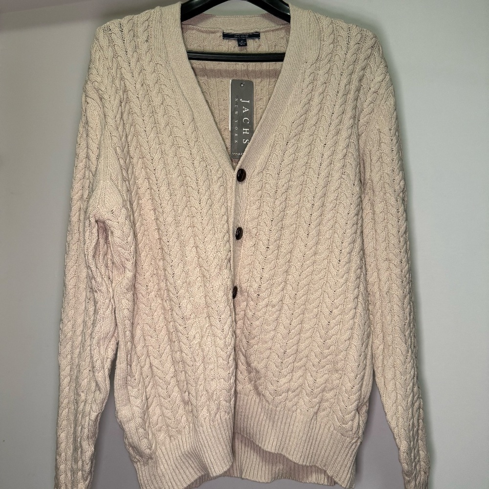 Jachs NY Ivory Cable Knit Cardigan